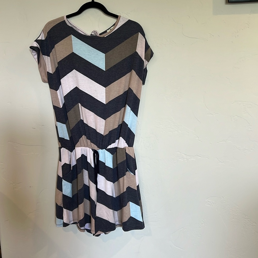NWOT Egs Geometric Shorts Romper with Pockets